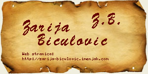 Zarija Biculović vizit kartica